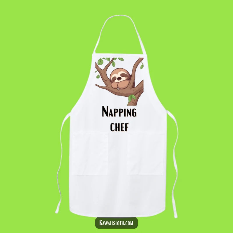 Funny Contented Sloth Apron - Kitchen Napping Branch Dweller Chef Gift