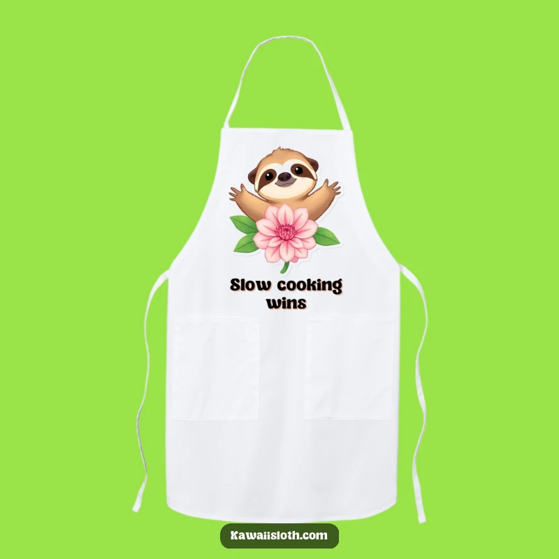 Funny Sloth Embracing Flower Apron - Kitchen Calm