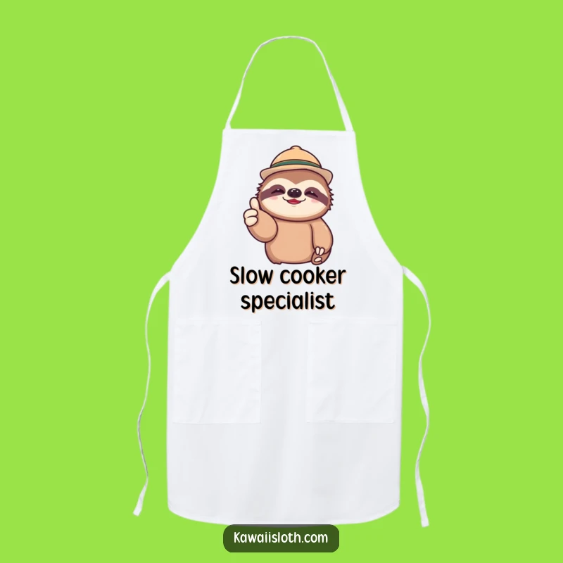 Funny Lazy Sloth Thumbs Up Apron: Humorous Kitchen Gift for Slow Cooks