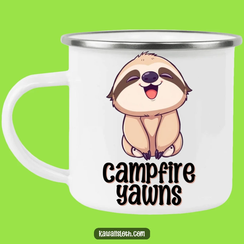 Funny Playful Sloth Yawn Camping Mug - Relaxed Trail Companion