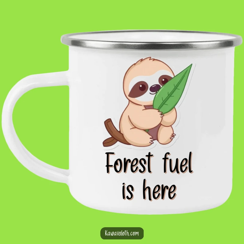 Funny Gentle Sloth Camping Mug with Leaf - Outdoor Nature Drinkware