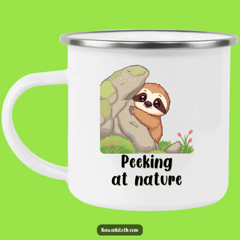 Funny Curious Sloth Camping Mug - Sip Slowly and Enjoy the View with This Hilarious Mug
