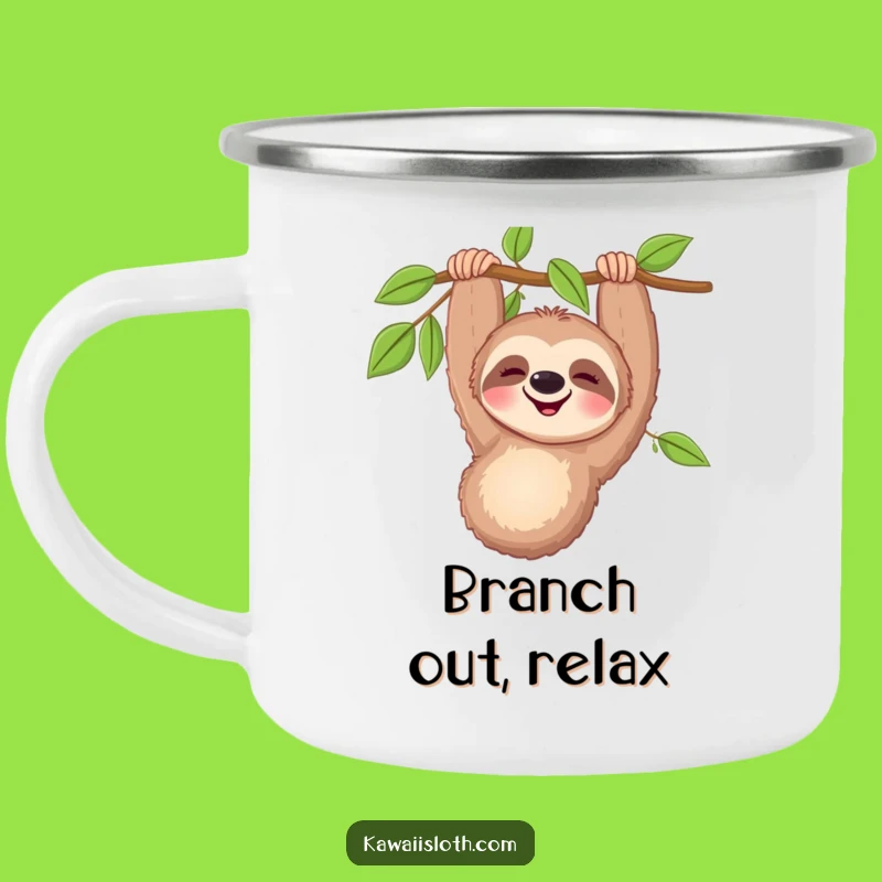 Funny Happy Sloth Camping Mug - Enjoy Your Drink with a Relaxed and Hilarious Sloth