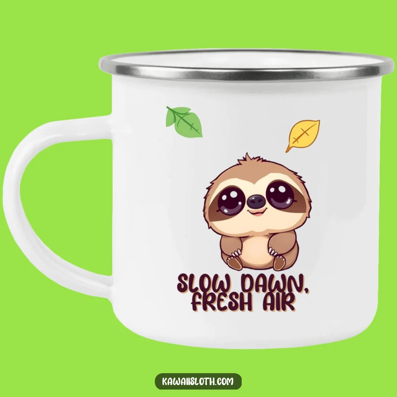 Funny Sloth Gentle Eyes Leaf Fall Camping Mug, Humorous Outdoor Gift for Nature Lovers