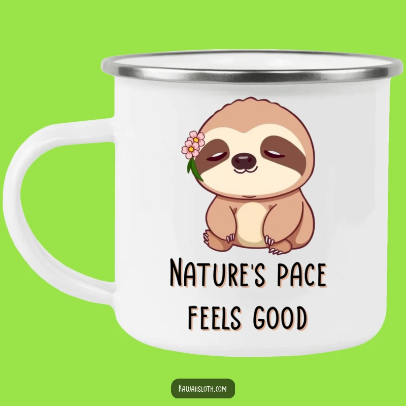 Funny Peaceful Sloth Camping Mug with Flower - Adventure Sip Companion
