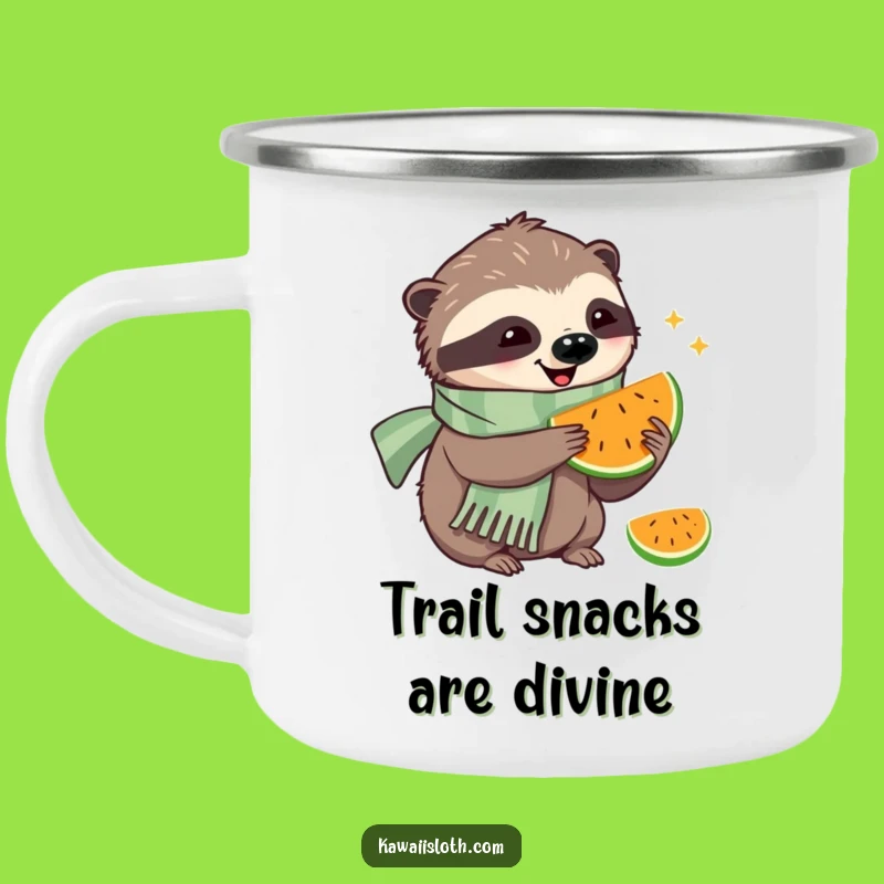 Funny Happy Sloth Camping Mug: Cozy Humorous Gift for Outdoor Snacking