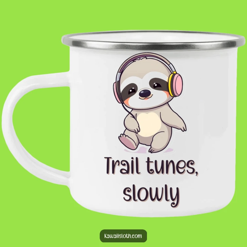 Funny Sloth Tapping Foot Headphones Camping Mug: Adventure with Attitude