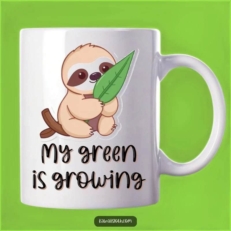 Funny Gentle Sloth Mug with Leaf - Nature Lover Gift Cup