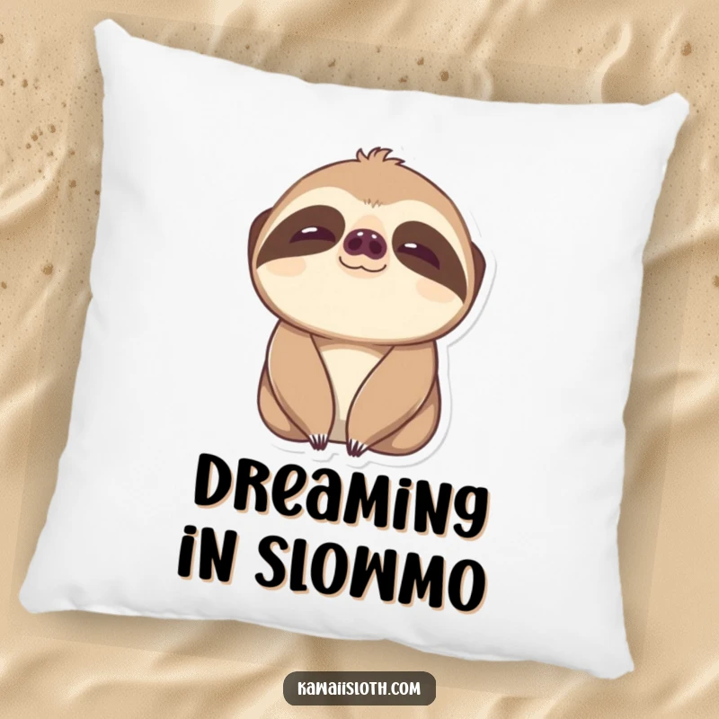 Funny Content Sloth Pillow: a plush pillow designed with a sloth's slow-blinking, wide, content eyes.