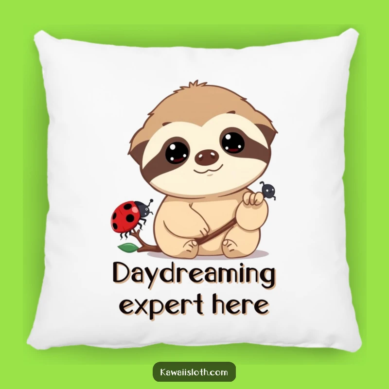 Funny Sloth Ladybug Accent Pillow: Cozy and Hilarious Gift for Dreamy Relaxation