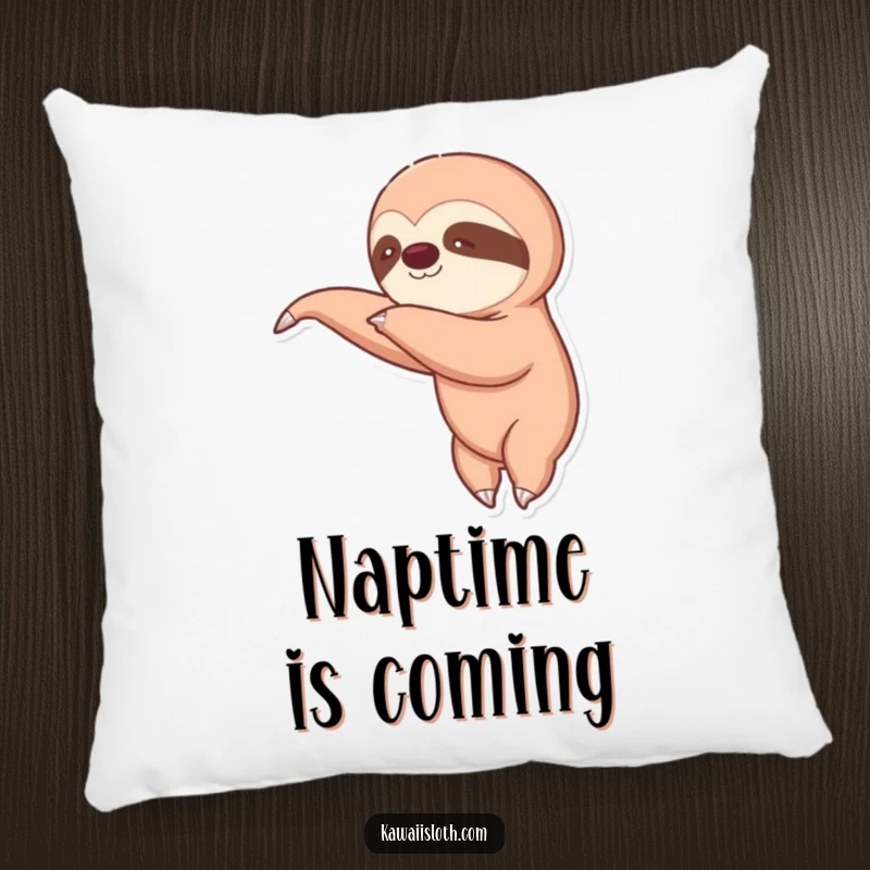 Funny pillow showcasing a sloth's arm slowly extending, conveying a humorous sense of ease and comfort. A cozy addition to any room.