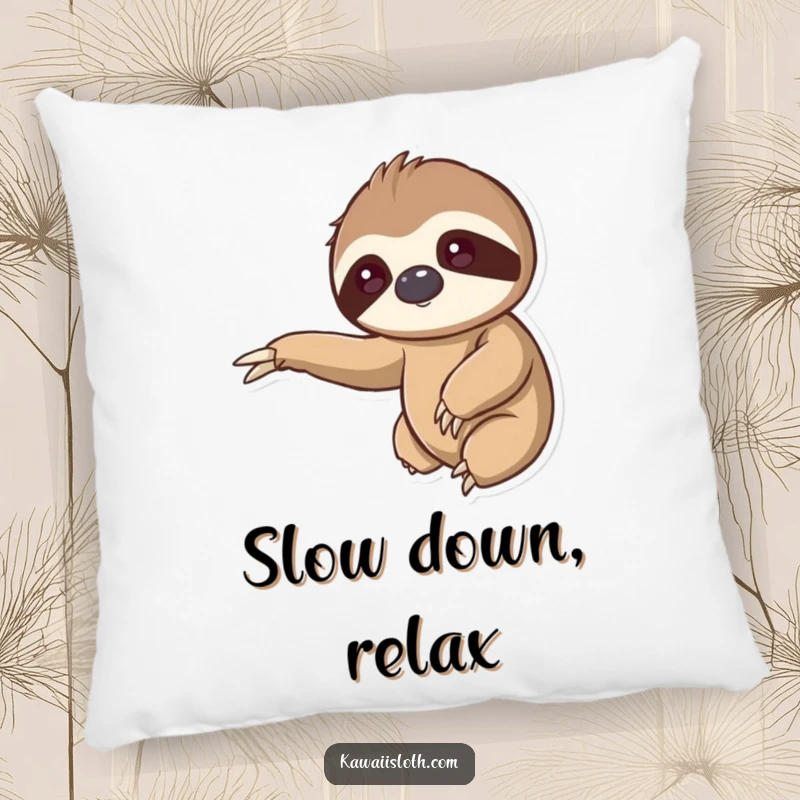Kawaii sloth pillow, cute animal design, reaching out arm, gentle embrace, soft comfort, adorable home decor, cute gift.