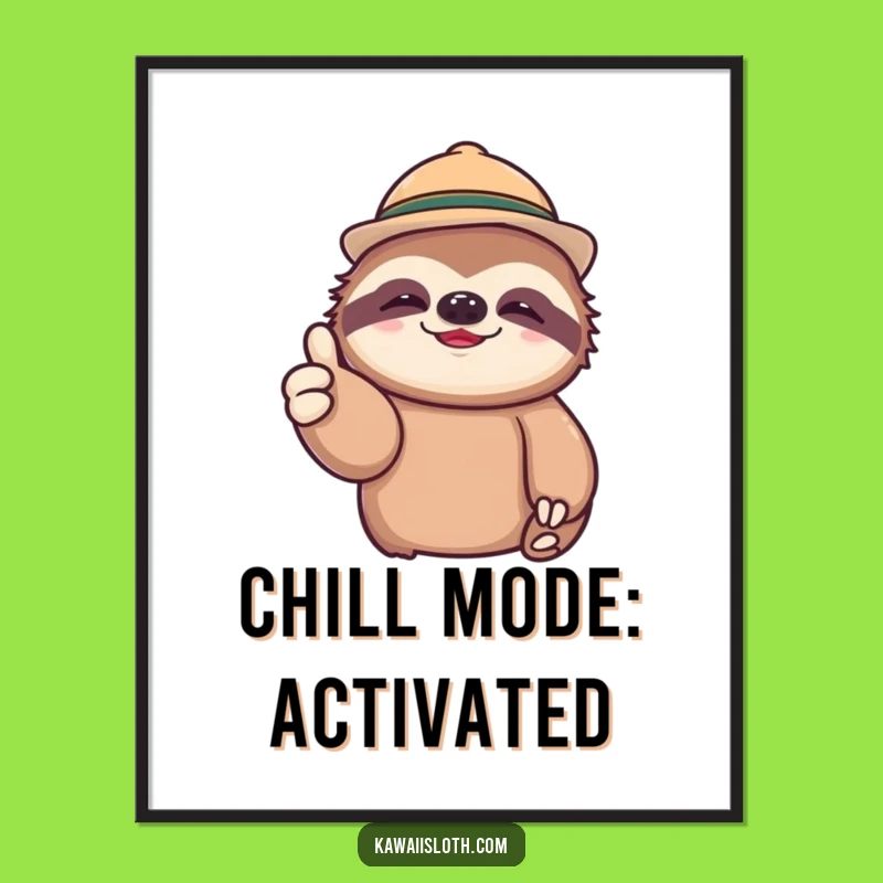Funny Lazy Sloth Thumbs Up Digital Art: Instant Humor Gift for Wall Decor