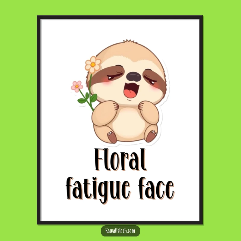 Funny Sleepy Sloth Digital Art Print - Instant Download of Comical Yawning Peace