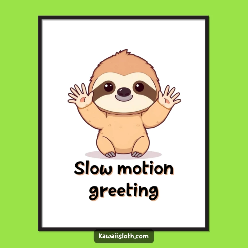 Funny Sloth Digital Art: Slow Hello Wave, Instant Gentle Decor Download