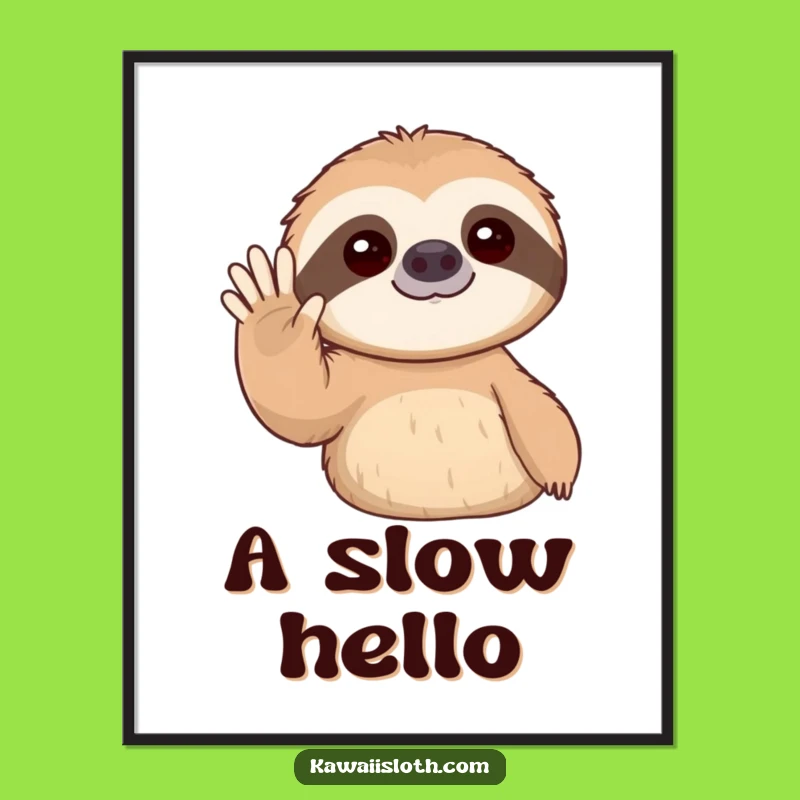 Funny Sloth Gentle Wave Digital Art: Instant Friendly Vibes for Walls!