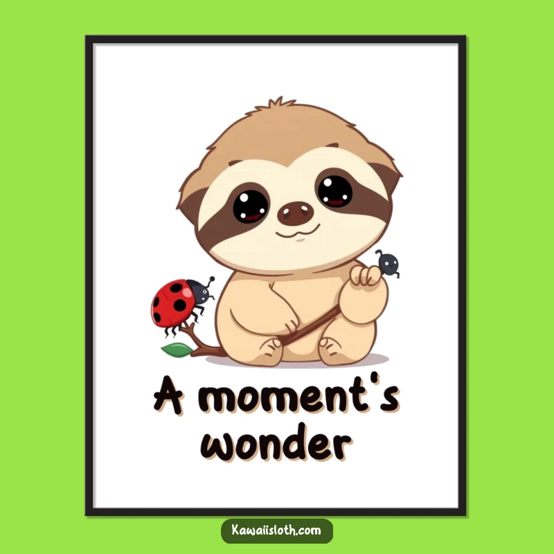 Funny Sloth Ladybug Digital Art Print: Instant Hilarious Decor Gift