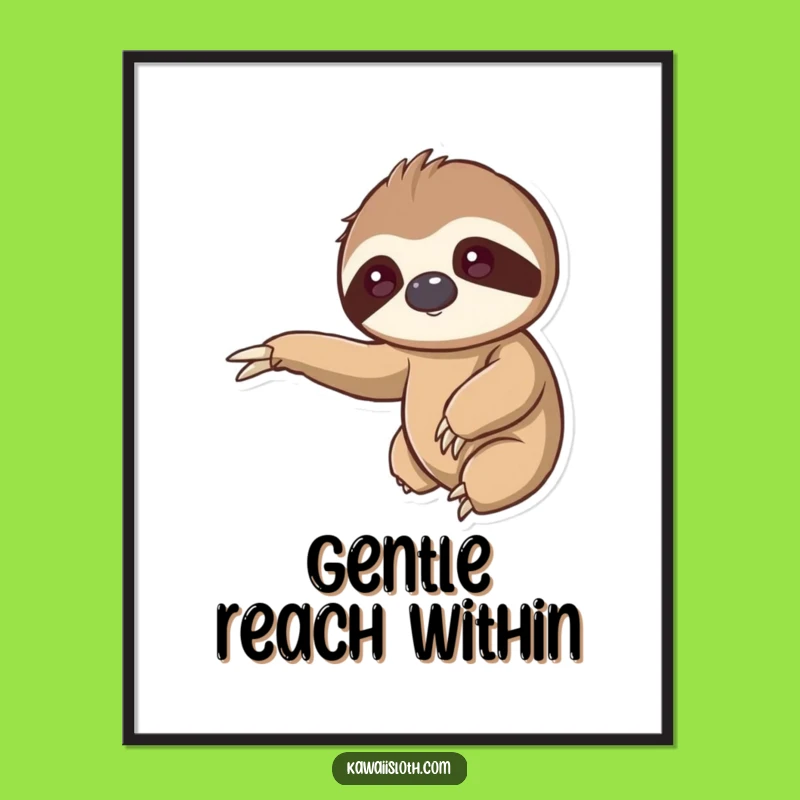 Kawaii Sloth Gentle Hug Digital Art: Printable Cute Sloth Art!