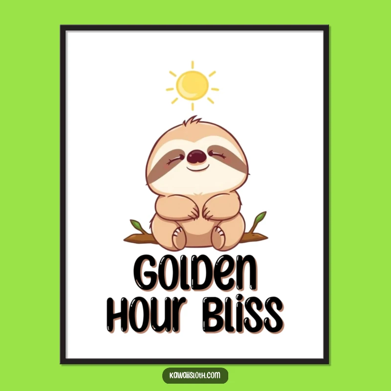 Funny Sloth Sunbeam Digital Art: Instant Serene Wall Decor