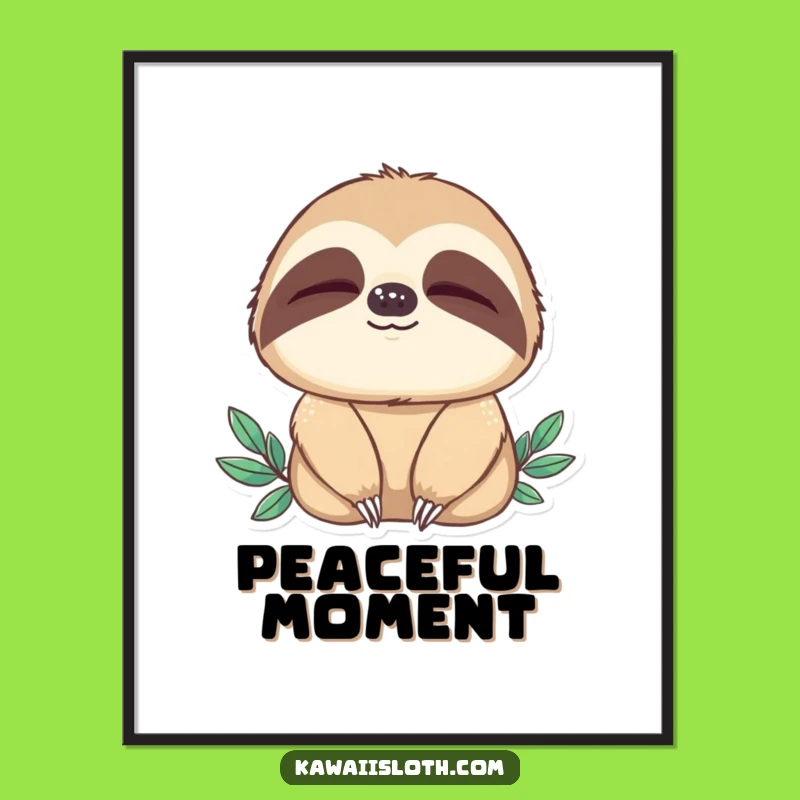 Funny Sloth Blinking Digital Art: Serene Scene Graphic, Instant Funny Gift Download