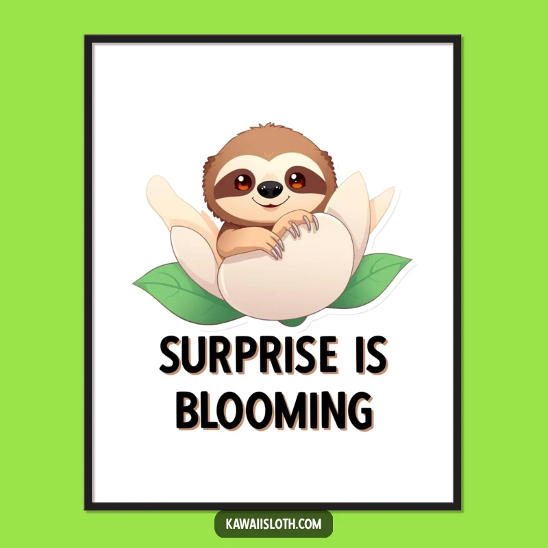 Funny Sloth Peeking Digital Art: Whimsical Surprise Graphic, Instant Funny Gift Download