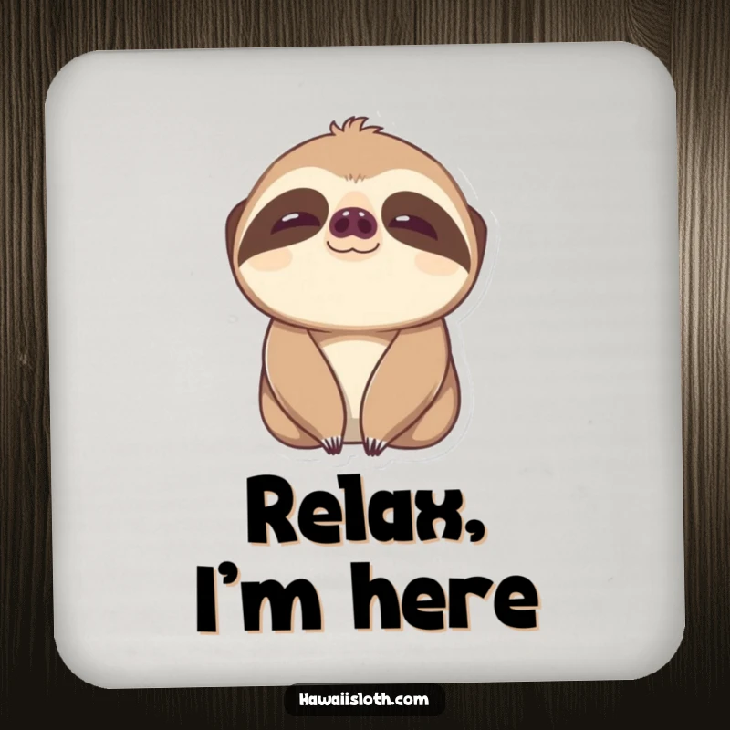 Funny Content Sloth Coaster: a sloth with wide, happy eyes, protecting surfaces with cheerful charm.