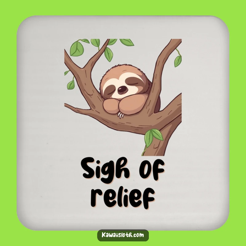 Funny Contented Sloth Coaster - Napping Branch Dweller Drink Decor Gift