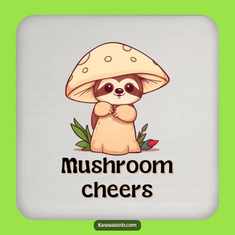 Funny Sloth Mushroom Peek Coaster: Playful Protection, Humorous Gift