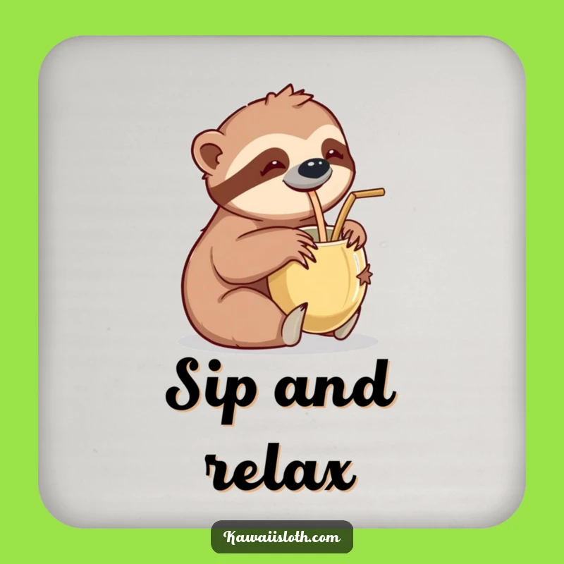 Funny Vacation Sloth Coasters (Set of 4) - Protect Surfaces with Tropical Humor