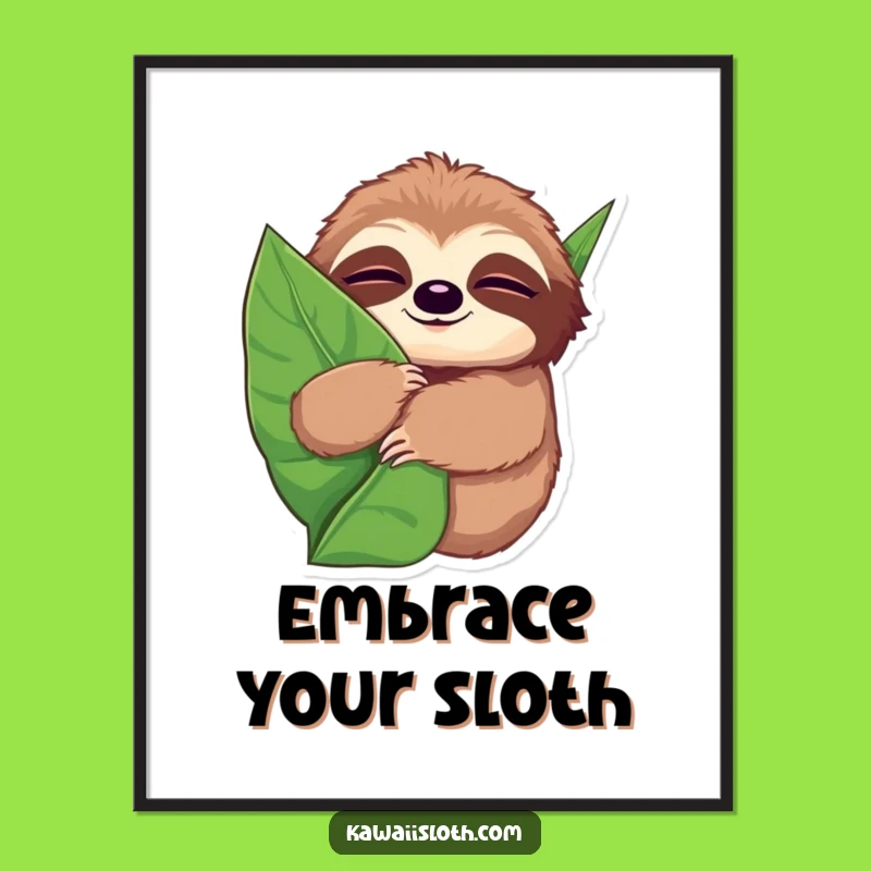 Funny Sleepy Sloth Art Print - Cozy Decor & Comforting Gift