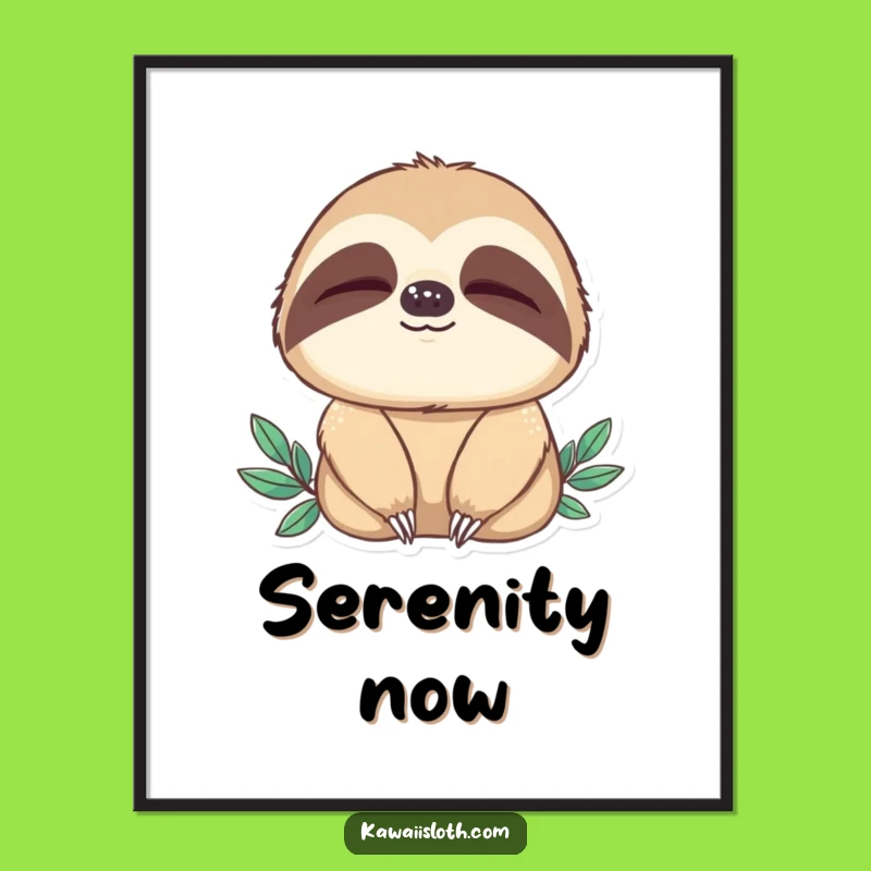 Funny Sloth Blinking Poster: Serene Art Print, Perfect Funny Gift for Peaceful Spaces