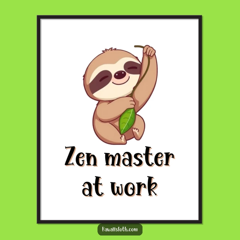 Funny Sloth Leaf Reach Poster: Bring Slow-Life Humor to Your Walls!