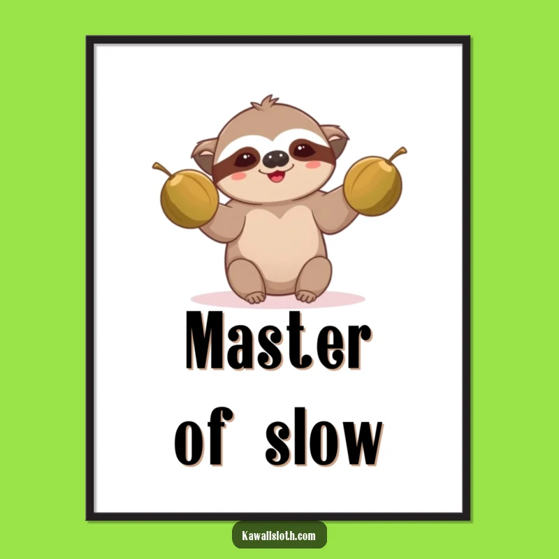 Funny Sloth Juggling Poster: Wall Art of Tropical Comedy