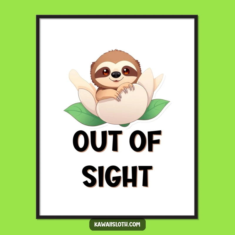 Funny Sloth Peeking Poster: Whimsical Art, Perfect Funny Gift for Playful Decor