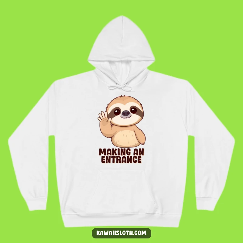 Funny Sloth Gentle Wave Hoodie: Cozy Greetings for Chilly Days!