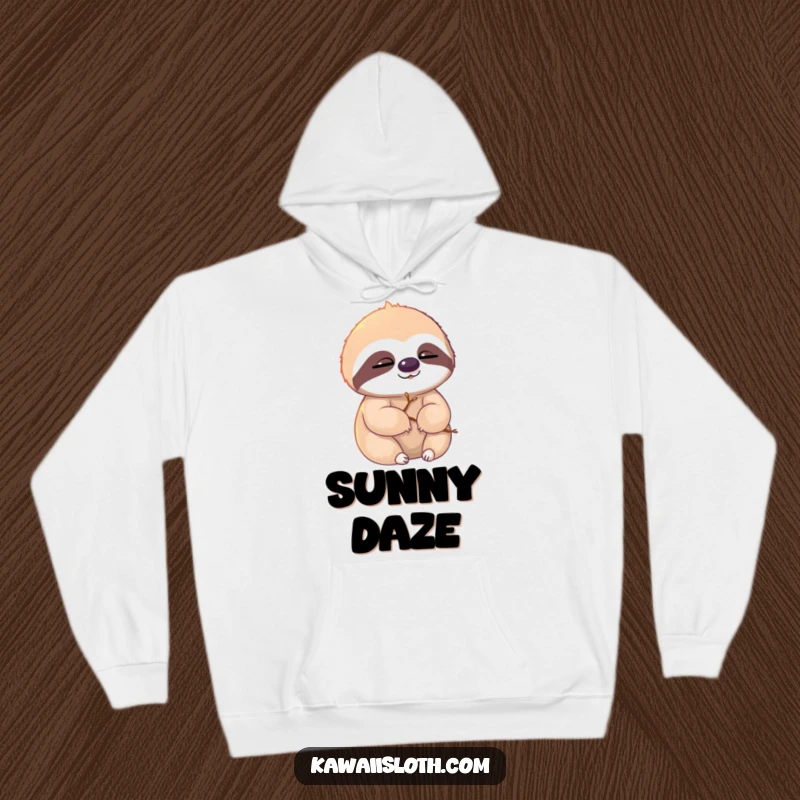 Funny sloth hoodie, sloth with twigs in fur, slowly blinking in sunlight, humorous and cozy, great funny gift.