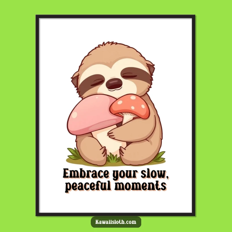 Free Printable Wall Art: Cozy Sloth Art, Mushroom Hug Downloadable Decor