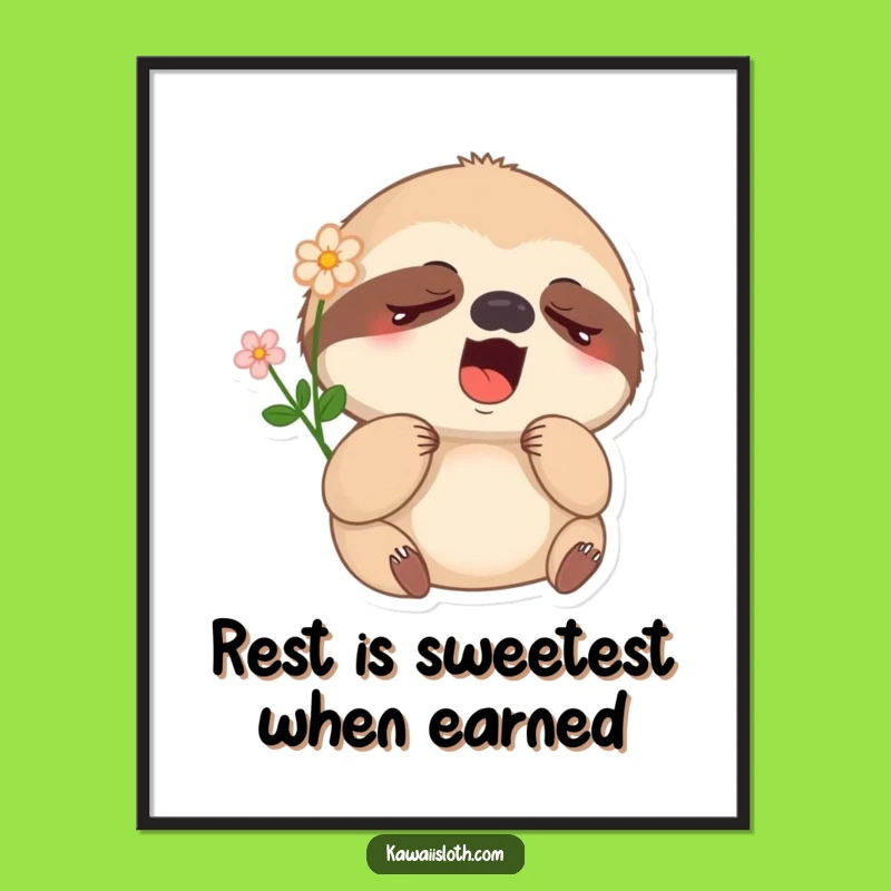 Free Printable Wall Art: Sleepy Sloth Art, Yawning Downloadable Decor