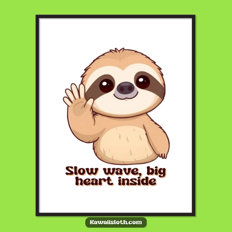 Funny Free Printable Sloth Wall Art: Gentle Waving Slow Downloadable Decor