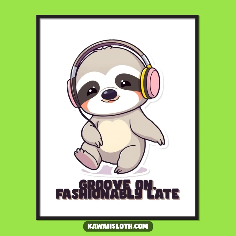 Funny Free Printable Wall Art: Sloth DJ Grooving - Humorous Downloadable Home Decor
