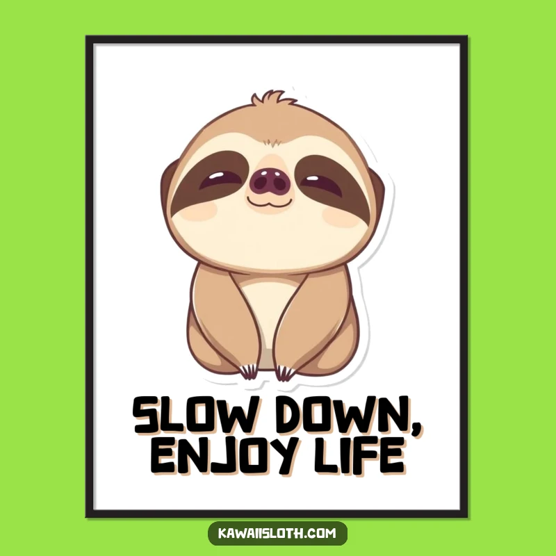 Free Printable Wall Art: Slow Blink Sloth, Content Eyes, Downloadable Decor
