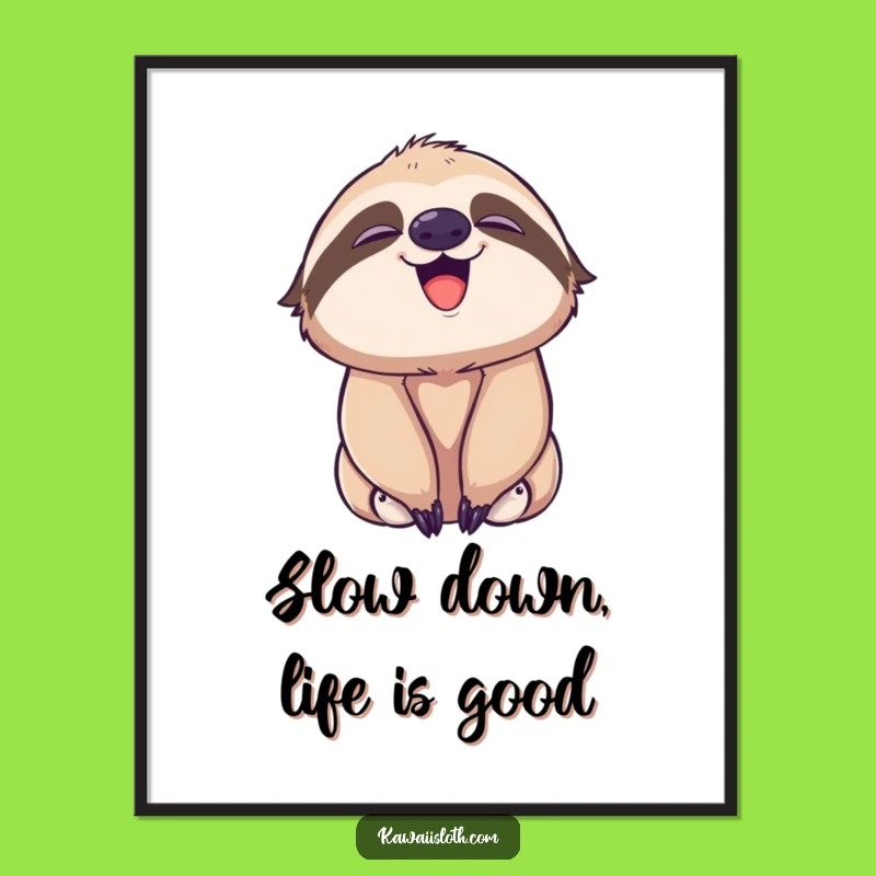 Free Printable Wall Art: Sloth's Content Yawn Funny Downloadable Relaxing Decor