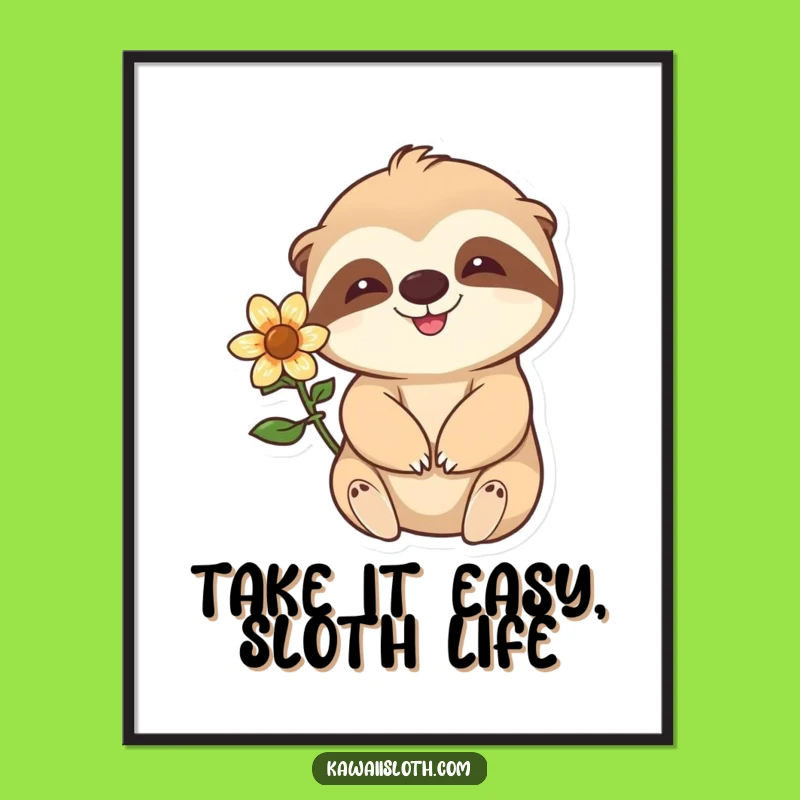 Free Printable Wall Art: Slow Sloth Waves for a Relaxed and Humorous Decor Piece