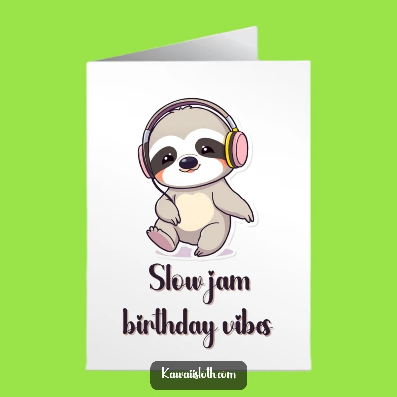 Free Printable Birthday Card: Funny Sloth DJ Tapping Foot - Laughable Downloadable Gift