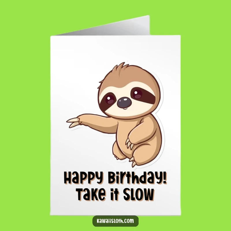 Free Printable Kawaii Sloth Birthday Card: Gentle Hug Downloadable Gift for Sweet Wishes
