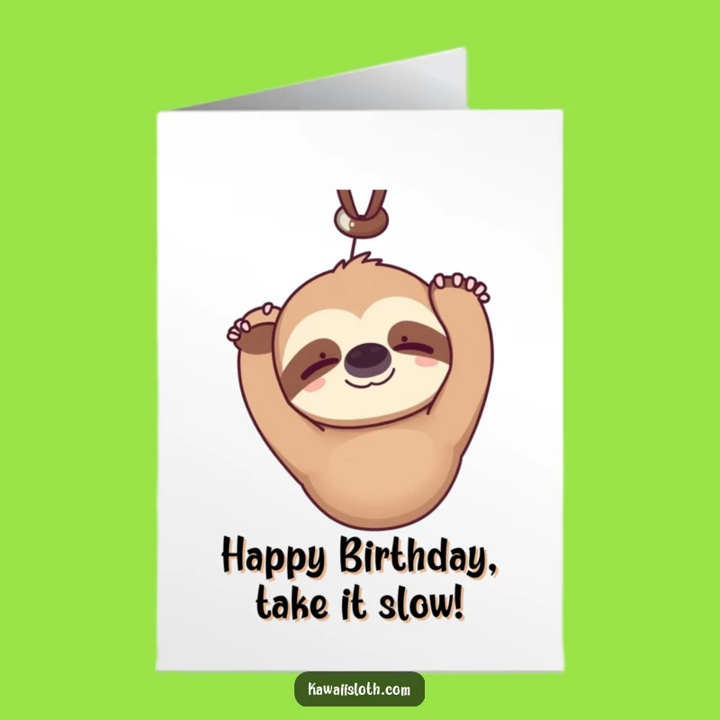 Funny Free Printable Sloth Birthday Card: Blinking Smile - Downloadable Gift