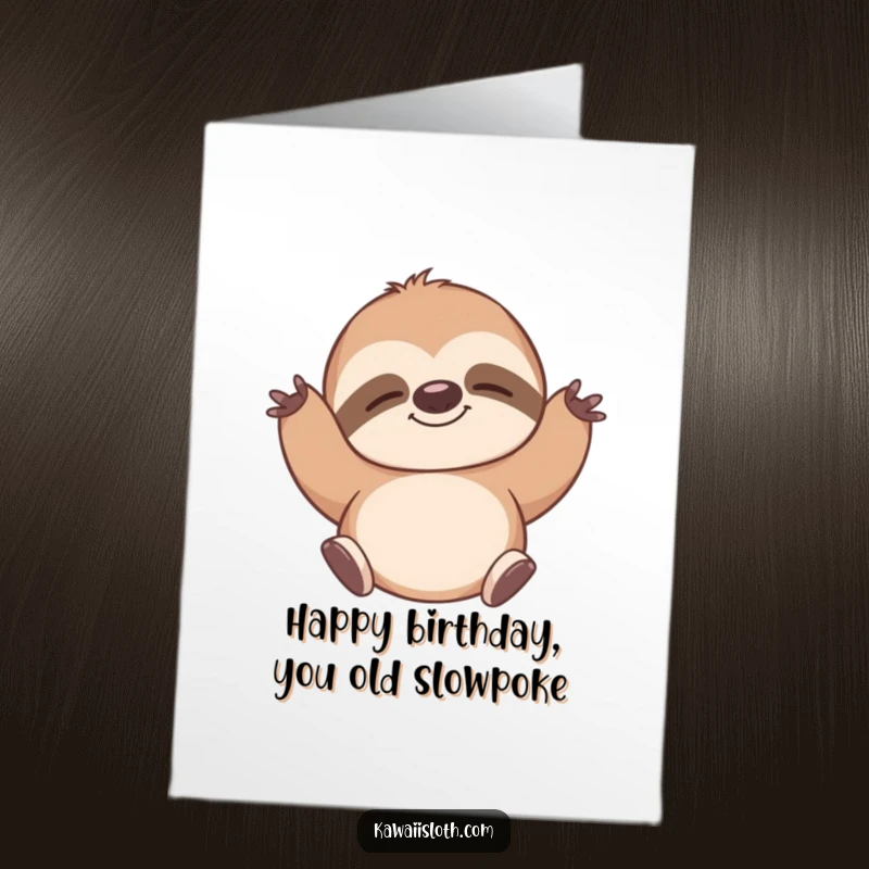 Funny Free Printable Birthday Card: A content sloth stretches with a smile, perfect for a relaxing DIY greeting