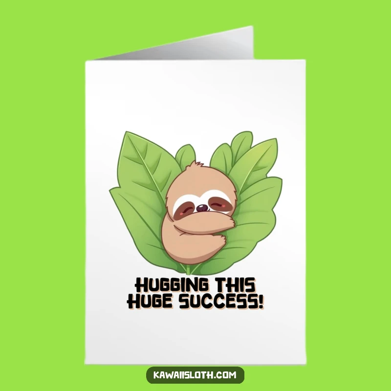 Free Printable Congrats Card: Cozy Sloth Hugging Plant, Funny Downloadable Gift