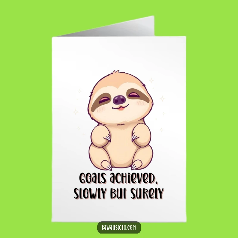 Free Printable Congrats Card: Sloth Aura Reach - Peaceful Downloadable