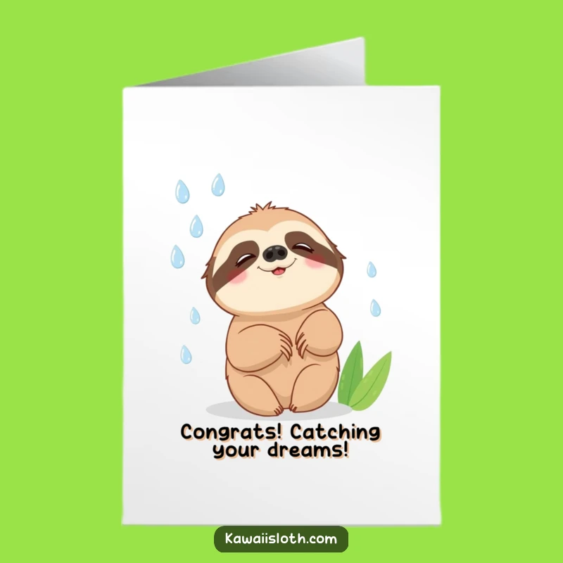 Free Printable Congrats Card: Sloth's Rainy Day Success, A Funny Downloadable Gift